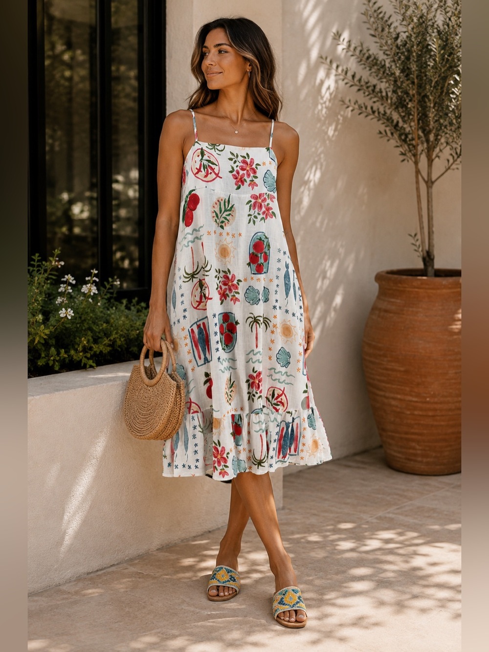 Label of Love Capri Breeze Printed Midi Sundress NWT Large MSRP $97